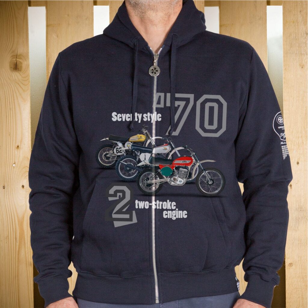 felpa TWO STROKE blu navy fronte