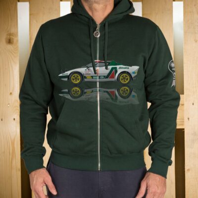 FELPA ZIP CAPPUCCIO ITALIAN RALLY CAR GR4 FRONTE